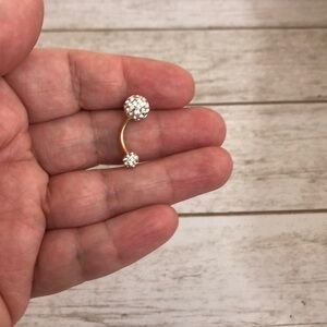 Ball Cubic Zirconia Mini stones Rose Gold Post Belly Button Ring